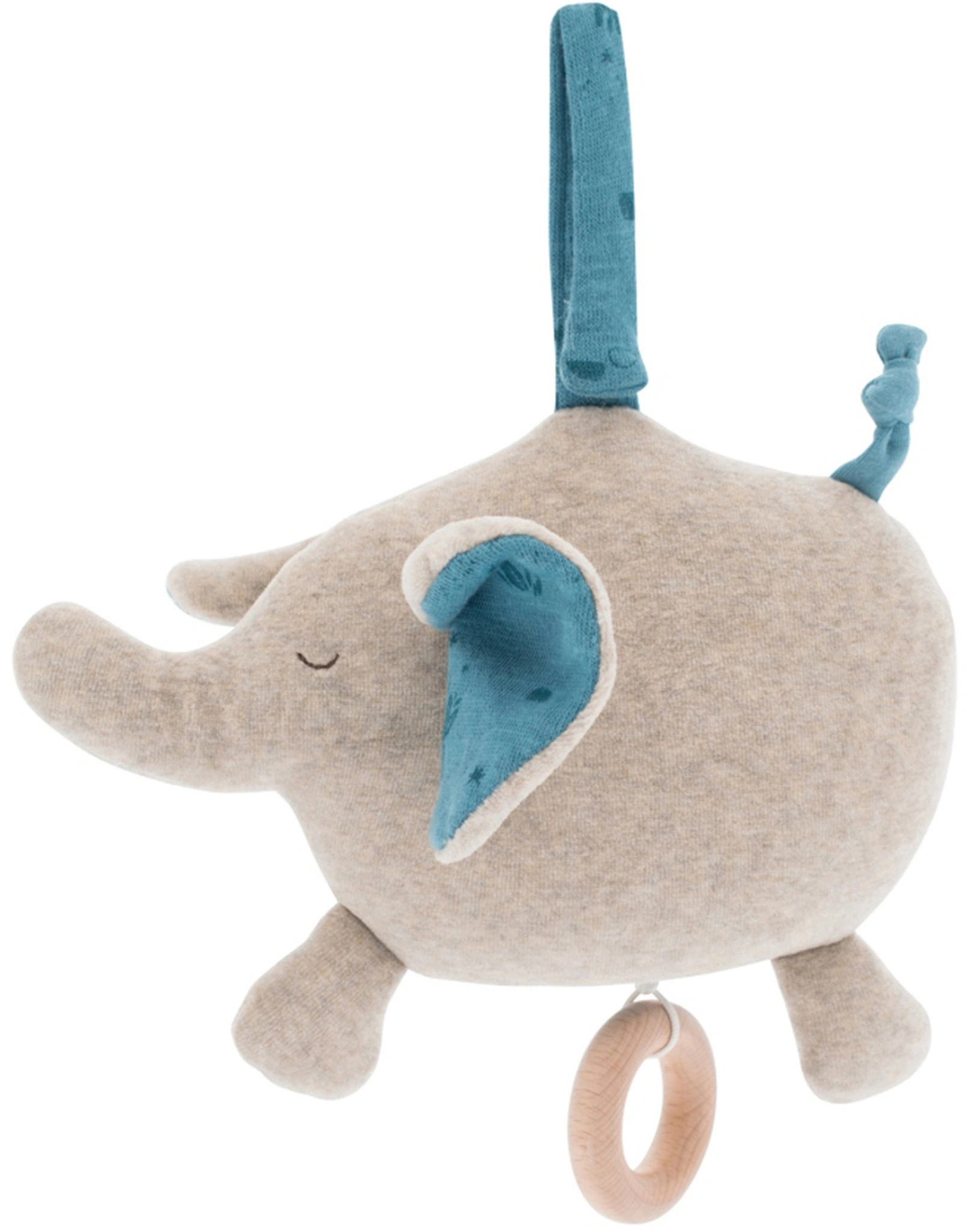 Spieluhr ELEFANT (23cm) in beige/blau