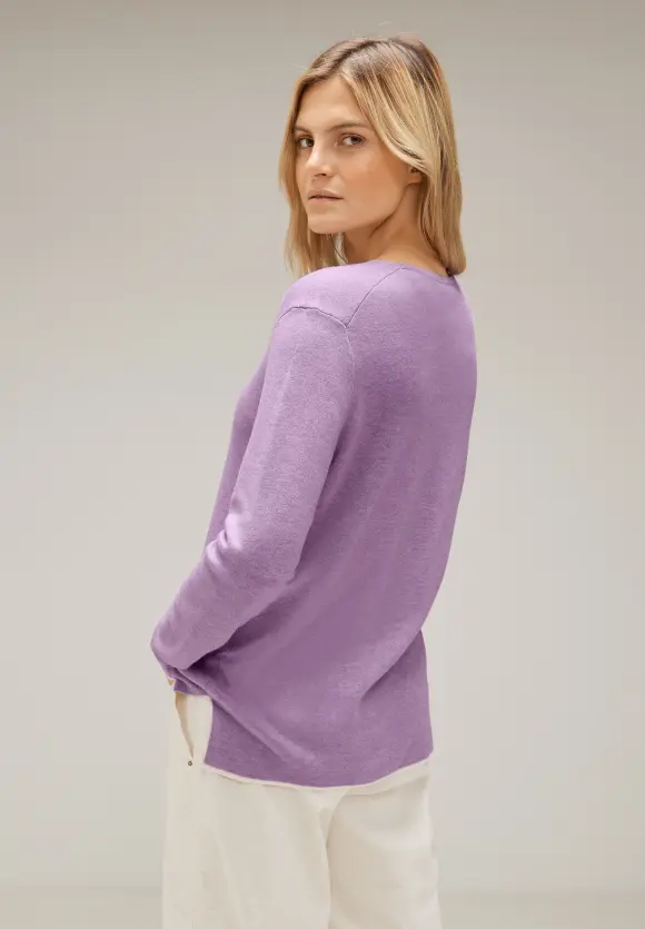 Pullover mit V-Ausschnitt - pure lilac melange