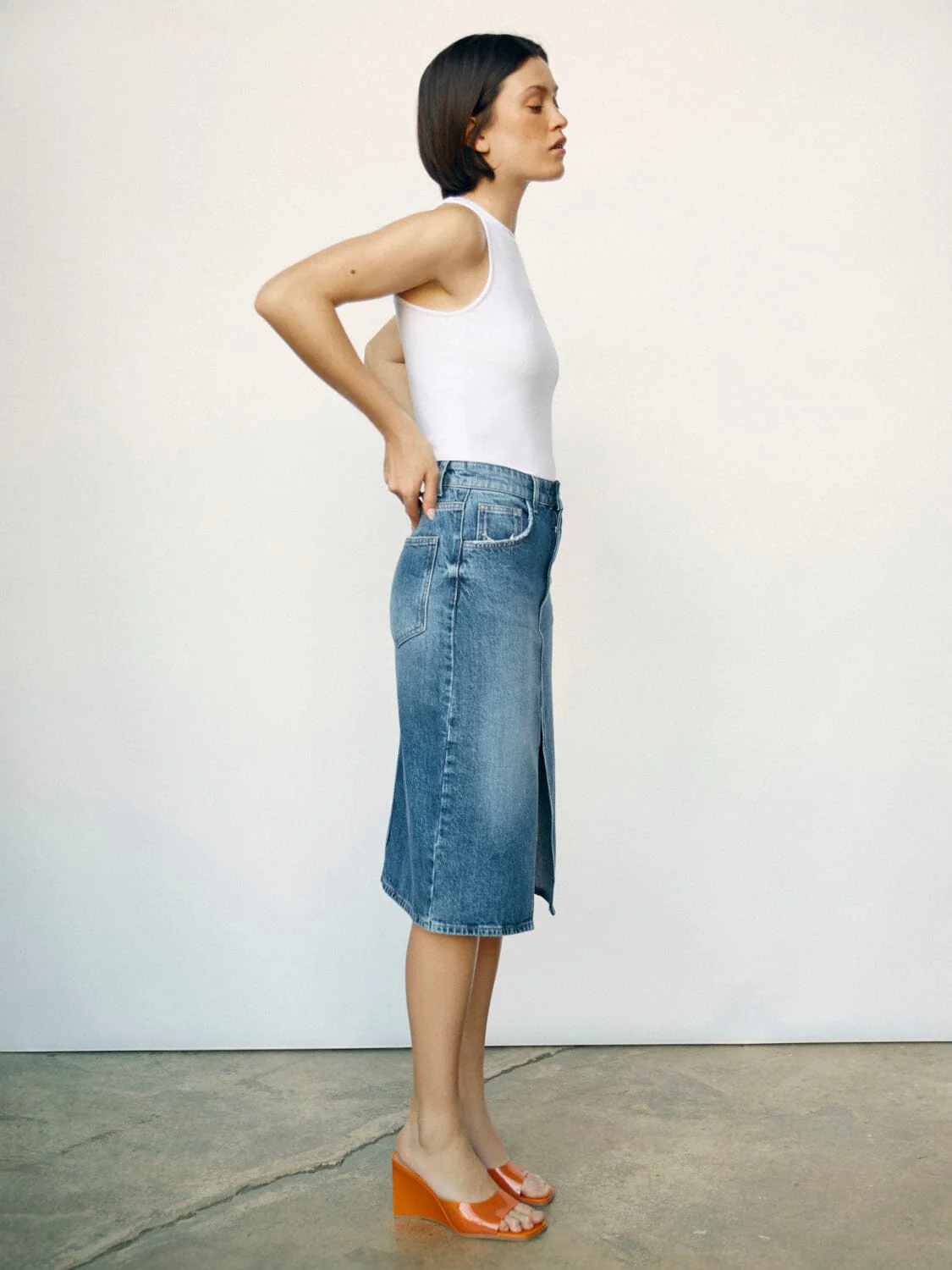 Object Objellen Midi Denim Skirt 4462384 medium blue denim