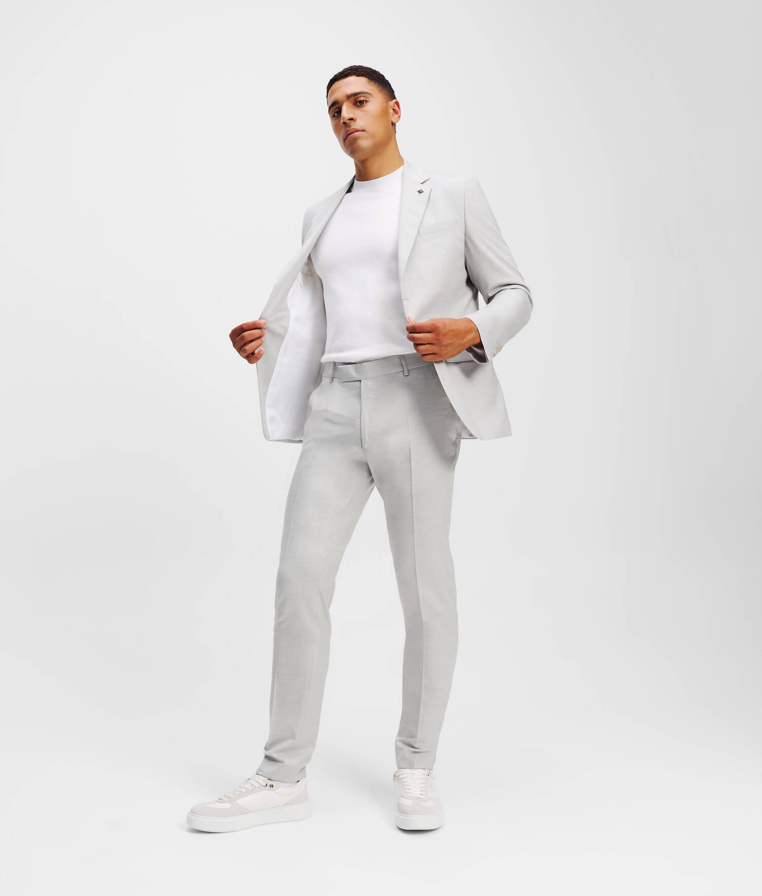 COSTUME DEUX PIÈCES À BOUTONNAGE SIMPLE - Argent