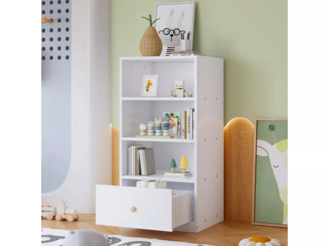 Bibliothèque élégante blanche pour le salon,d60cm×h120cm