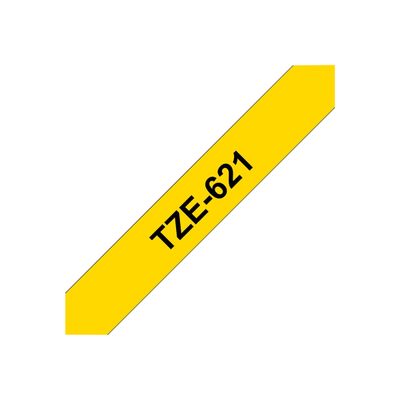 Brother TZe621 - Ruban d'étiquettes auto-adhésives - 1 rouleau (9 mm x 8 m) - fond jaune écriture noire