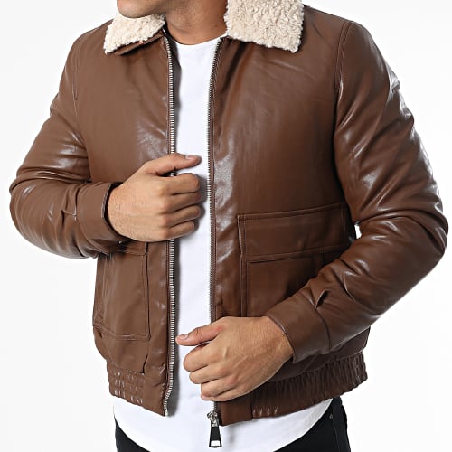 Veste Zippée Col Mouton Camel