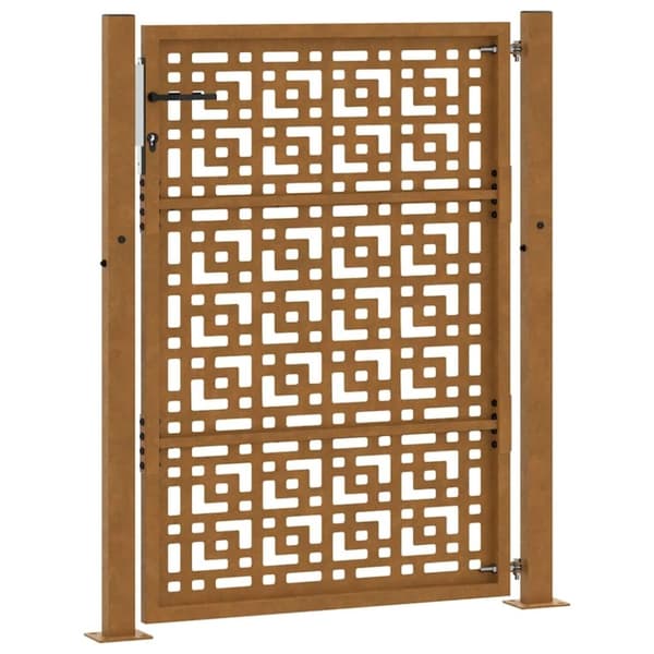 vidaXL Hageport 105x130 cm oksidert stål kryssdesign