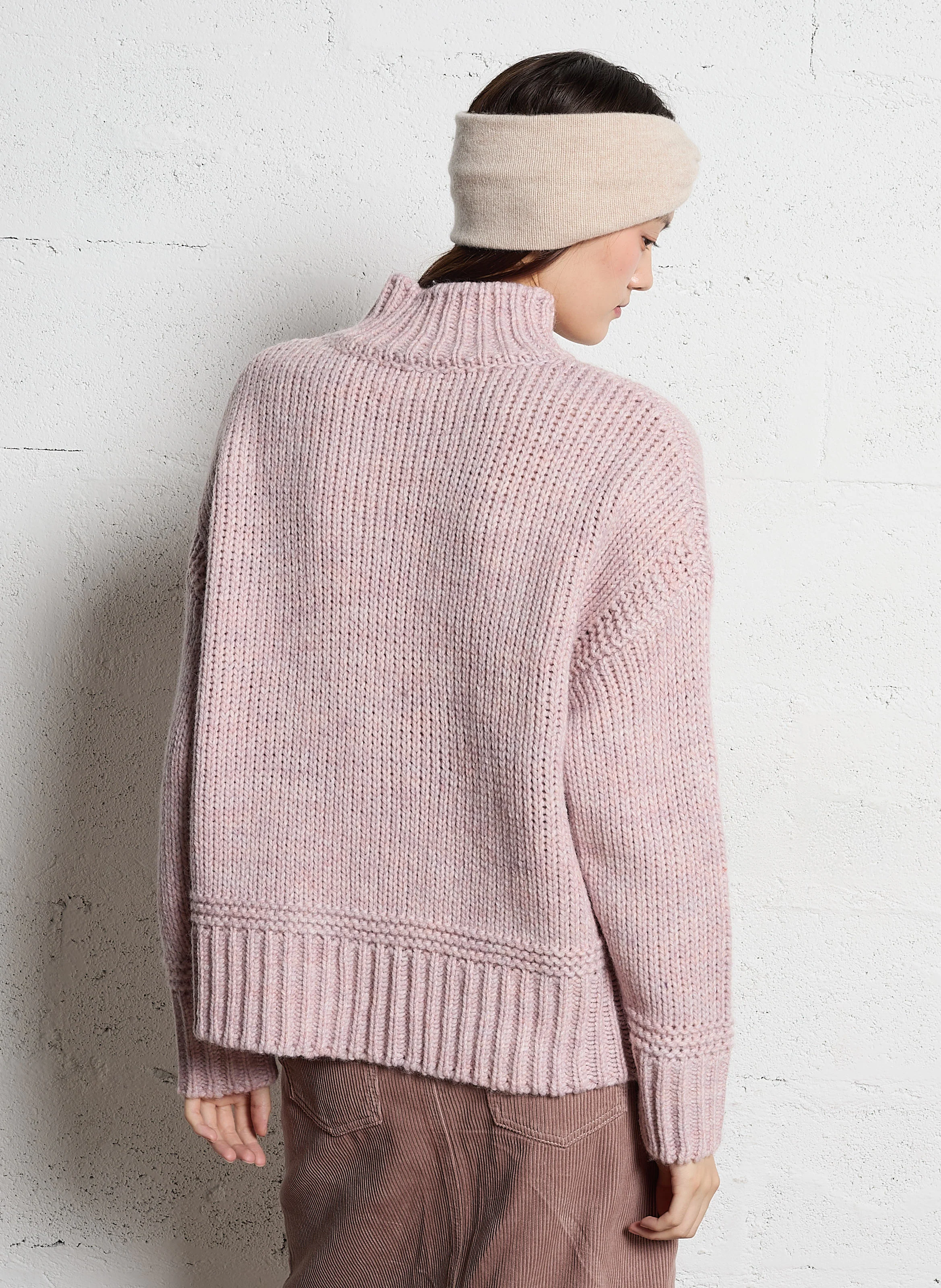 CASSIDY - Pull oversize col montant en laine mélangée | Violet