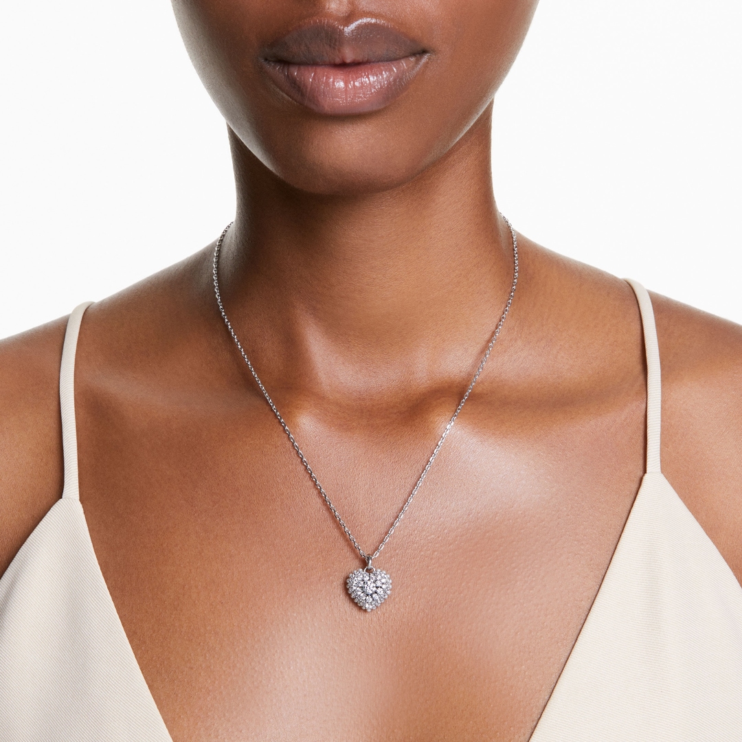 Swarovski Hyperbola Collier Herz, Weiss, Rhodiniert