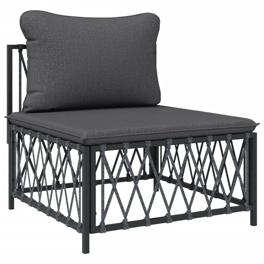Salon de jardin meuble d'extérieur ensemble de mobilier 8 pièces avec coussins anthracite acier