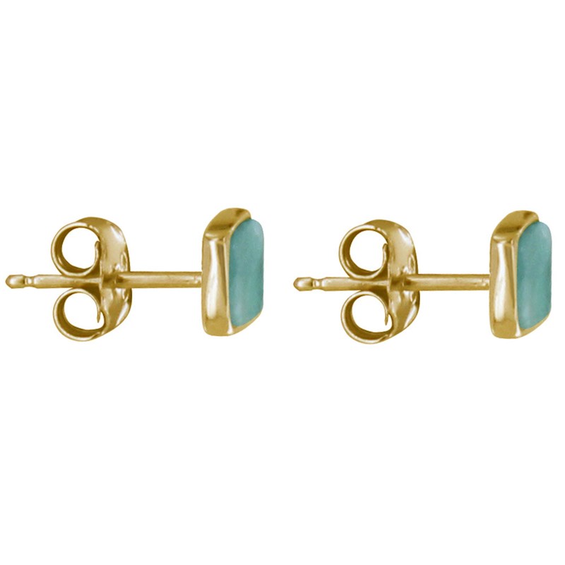 Boucles d'Oreilles Clous Plaqué Or Petit Carré d'Amazonite