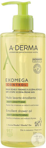 A-Derma Exomega Control Huile Lavante Emolliente Anti-Grattage Peau Sèche/Eczéma Atopique 500ml