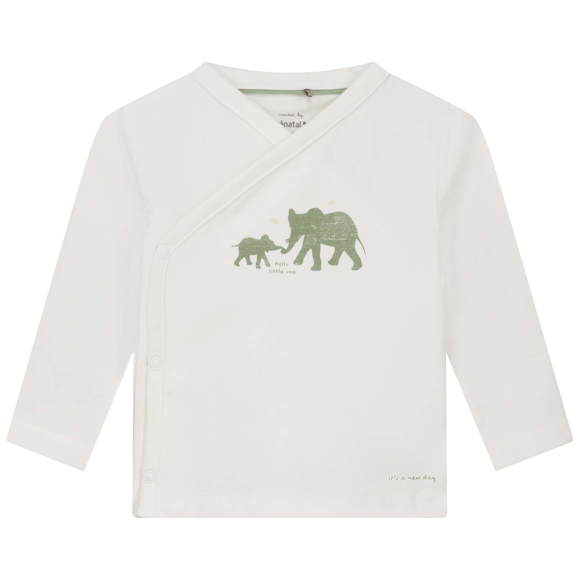 Prénatal newborn overslagshirt lange mouwen printopdruk wit