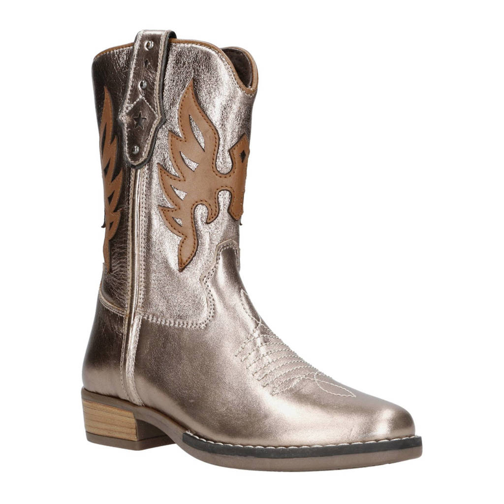 Gattino leren cowboylaarzen brons metallic