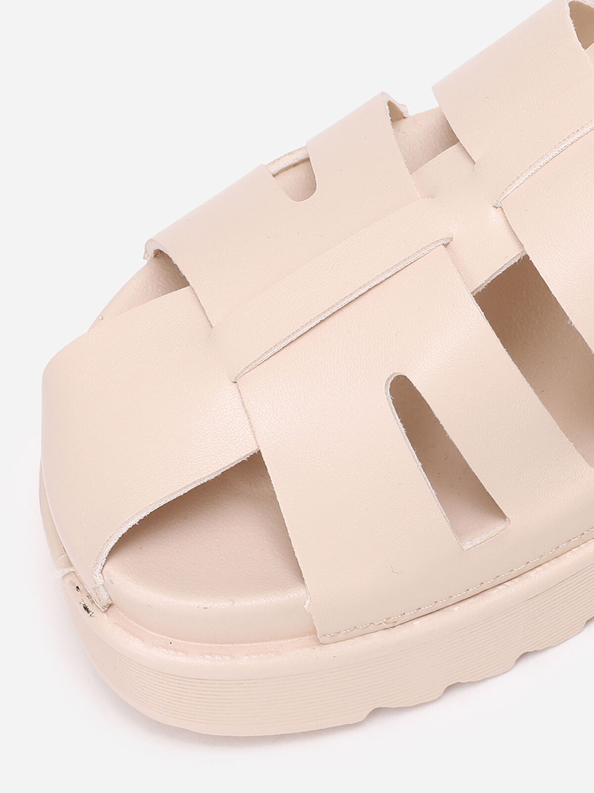 Sandales à plateforme crantée- Beige
