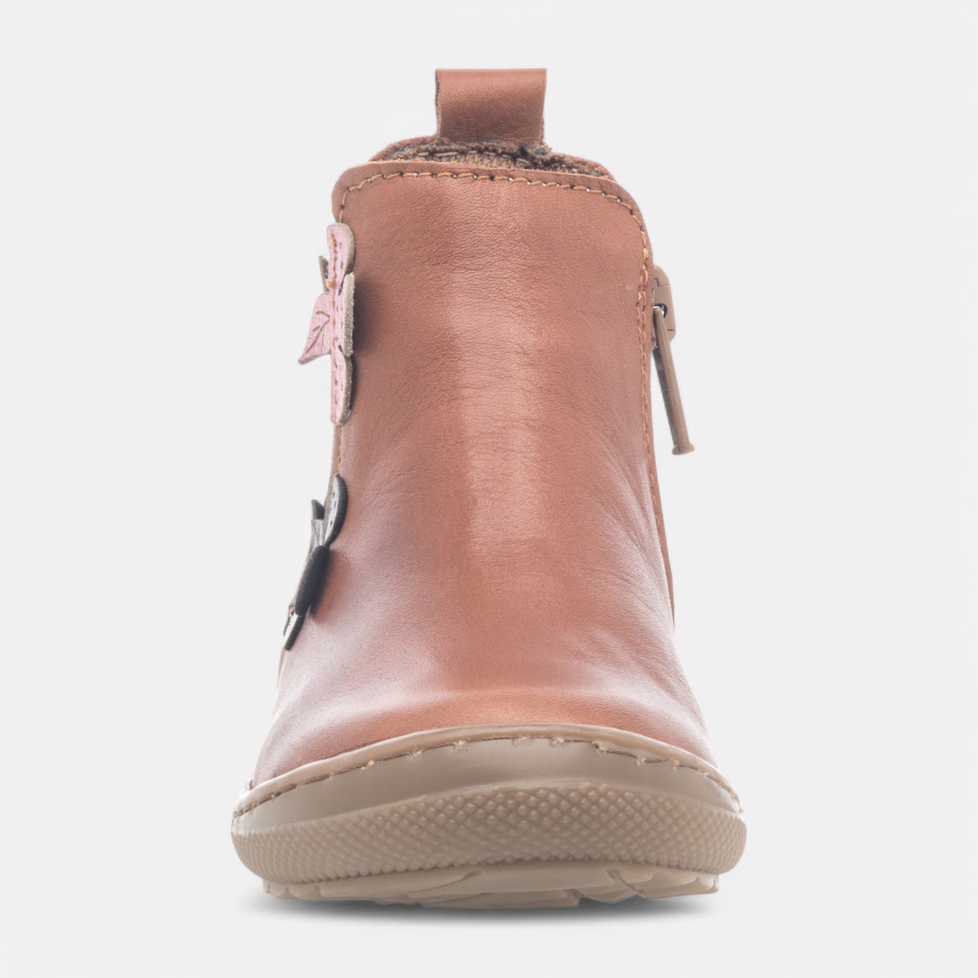 Bottines Fille en cuir cognac