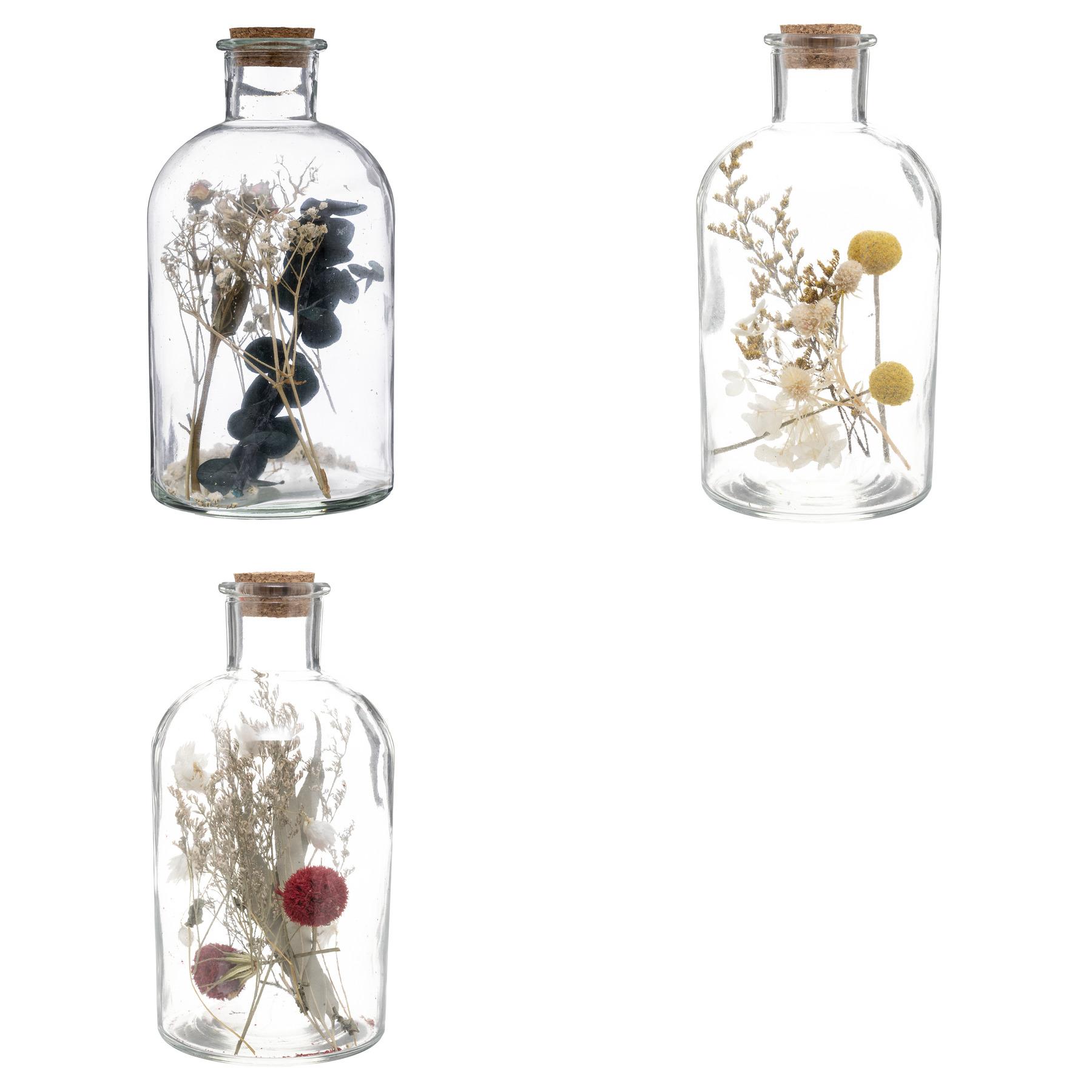 BOUTEILLE VERRE FLEURS SECHEES