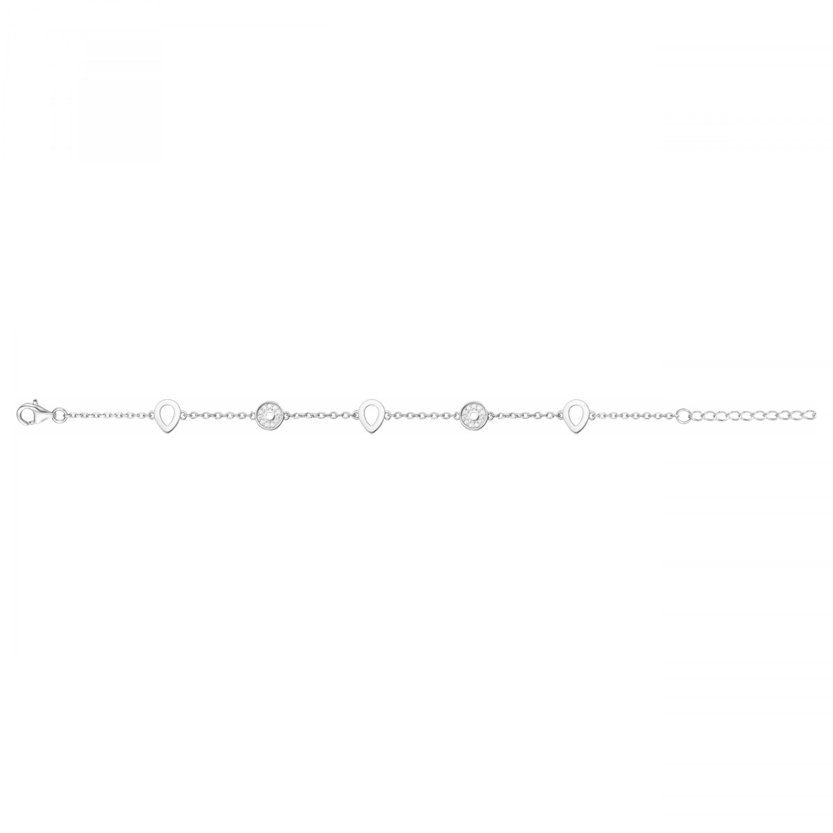 Bracelet souple multi-motifs en Argent avec oxyde de zirconium blanc