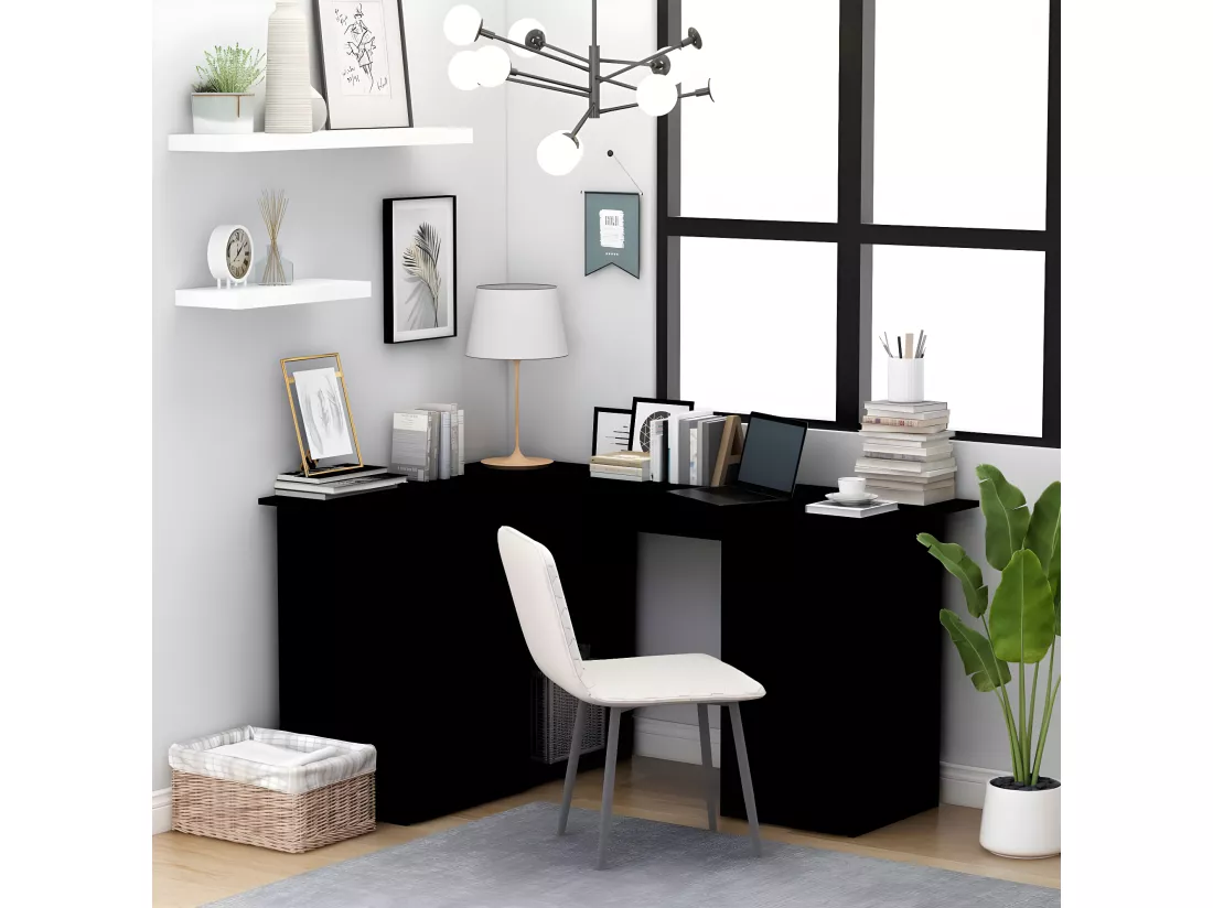 Bureau d'angle Noir 145x100x76 cm Aggloméré