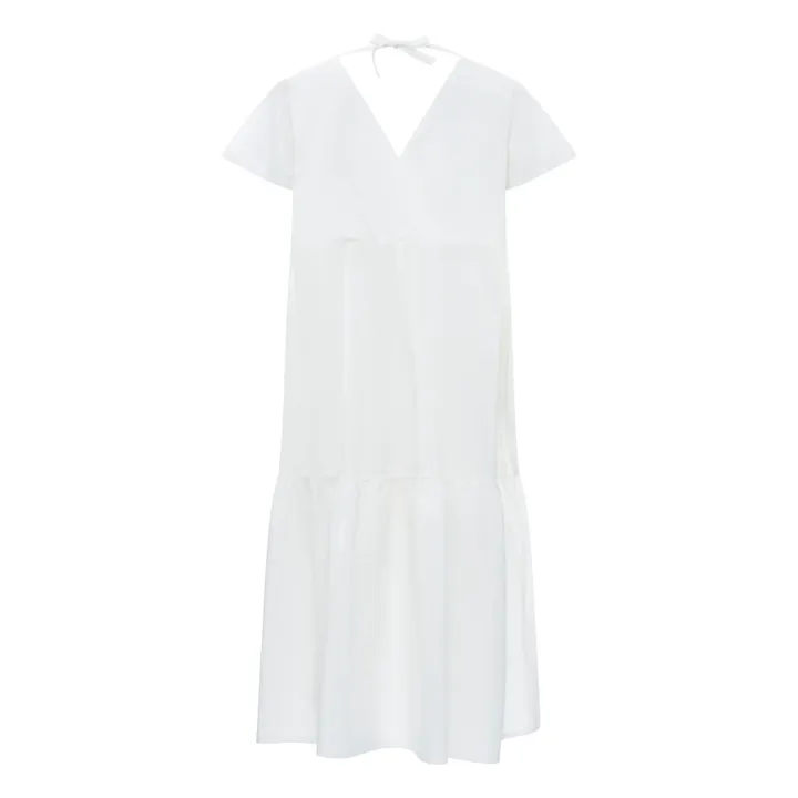 SMALLABLE BASICS Robe Midi à Volants Femme en Popeline Organique | Blanc cassé