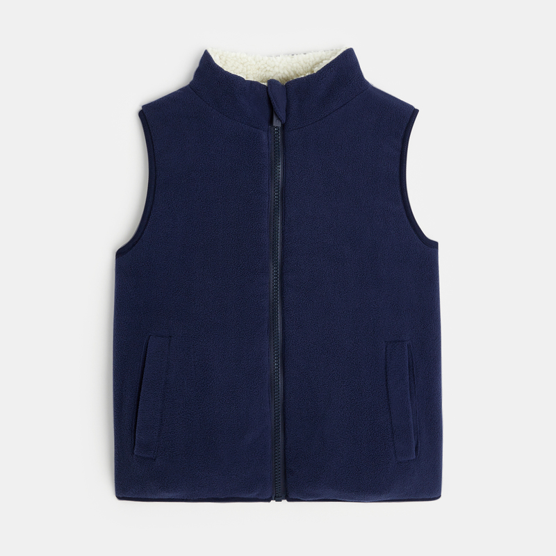Veste sans manches réversible écru marine Garçon