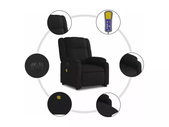 Fauteuil inclinable massant électrique Noir Tissu