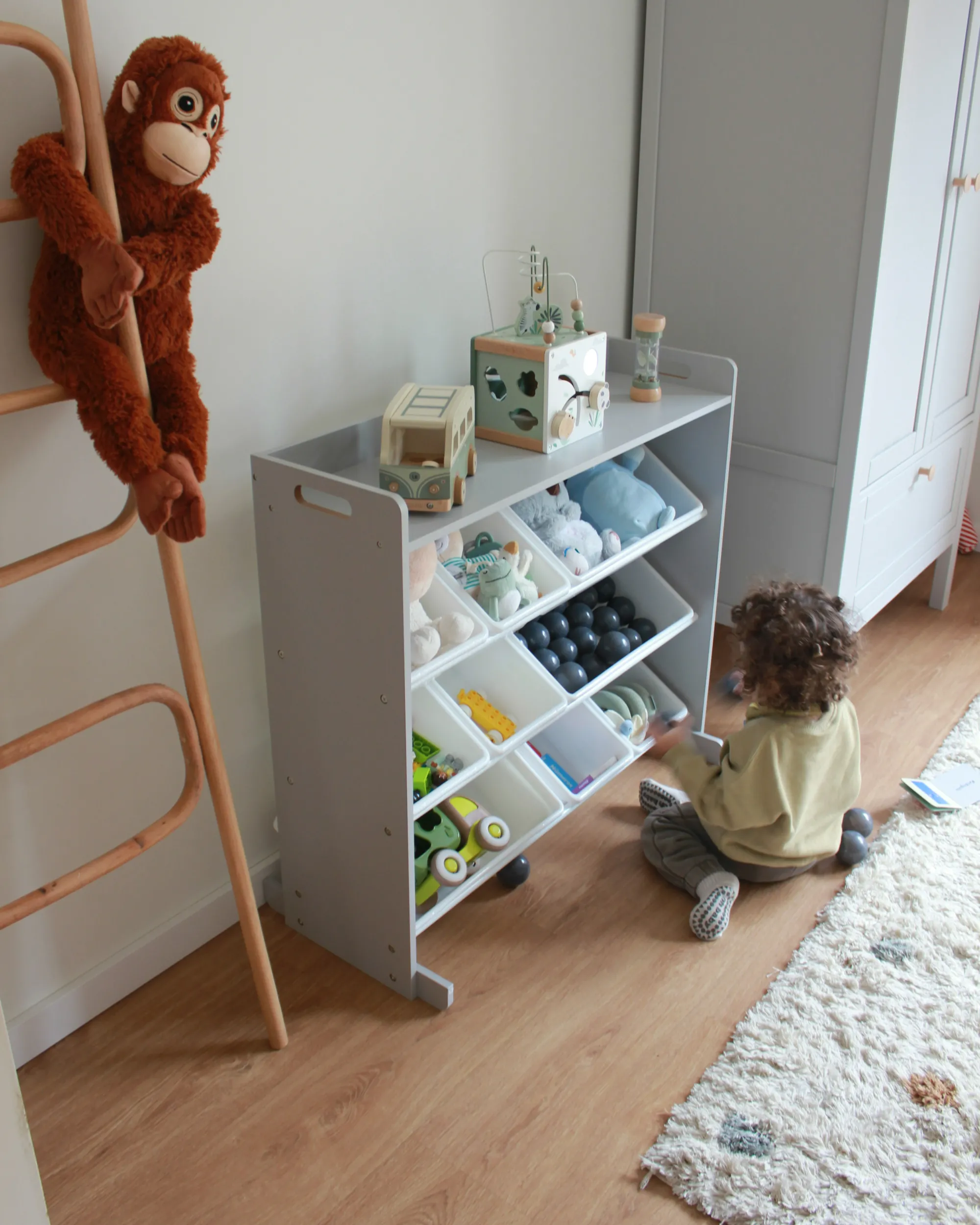 Rek met 9 opbergdozen COLLIE 78 cm Grijs