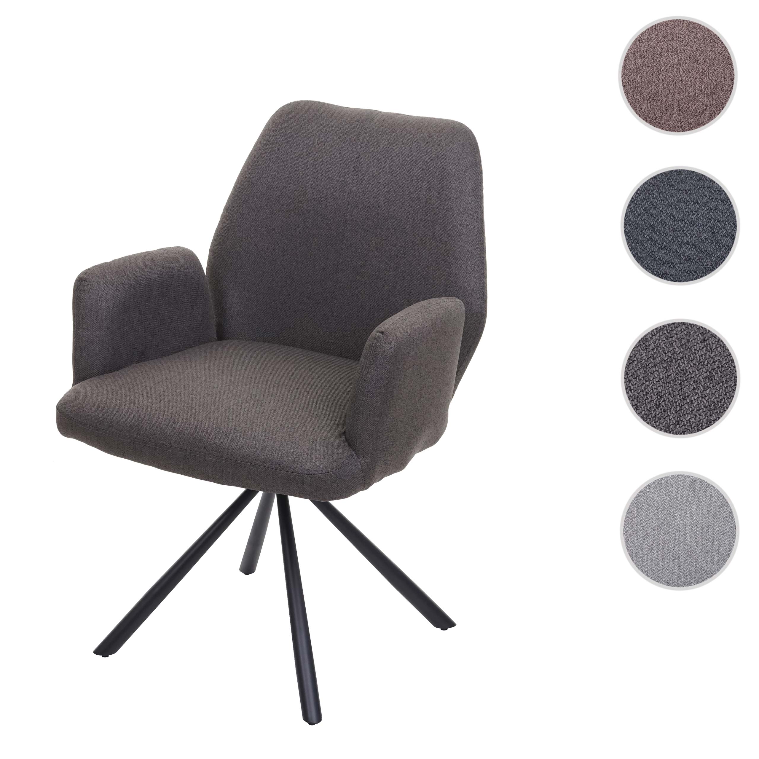 Esszimmerstuhl MCW-H71, Küchenstuhl Lehnstuhl Stuhl, drehbar Auto-Position Stoff/Textil Stahl ~ grau-braun