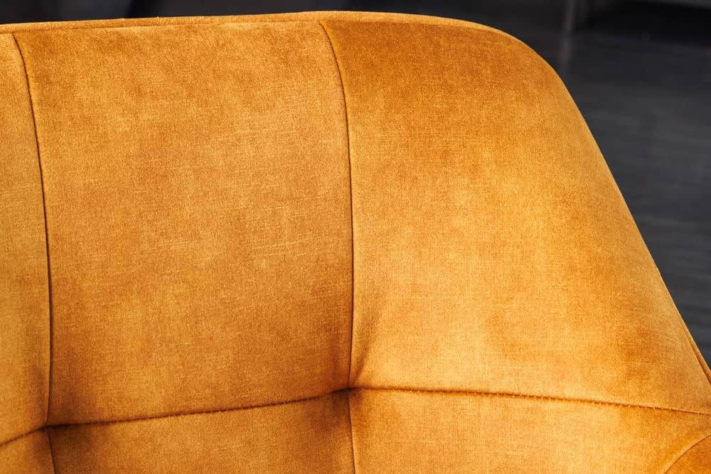 riess-ambiente.de Design Stuhl LOFT senfgelb Samt drehbar Metallgestell schwarz mit Armlehne