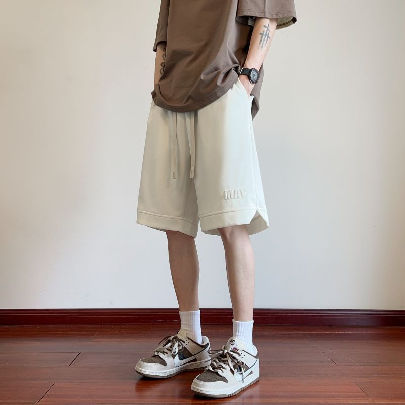 Obikan - Sweatshorts met trekkoord in de taille, effen letters en reliëf