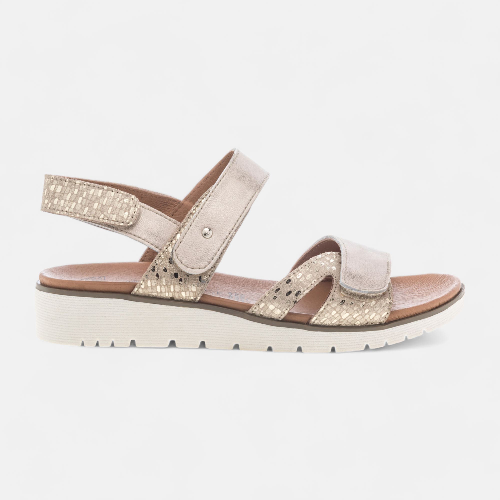 Nu-pieds confort Femme en cuir or