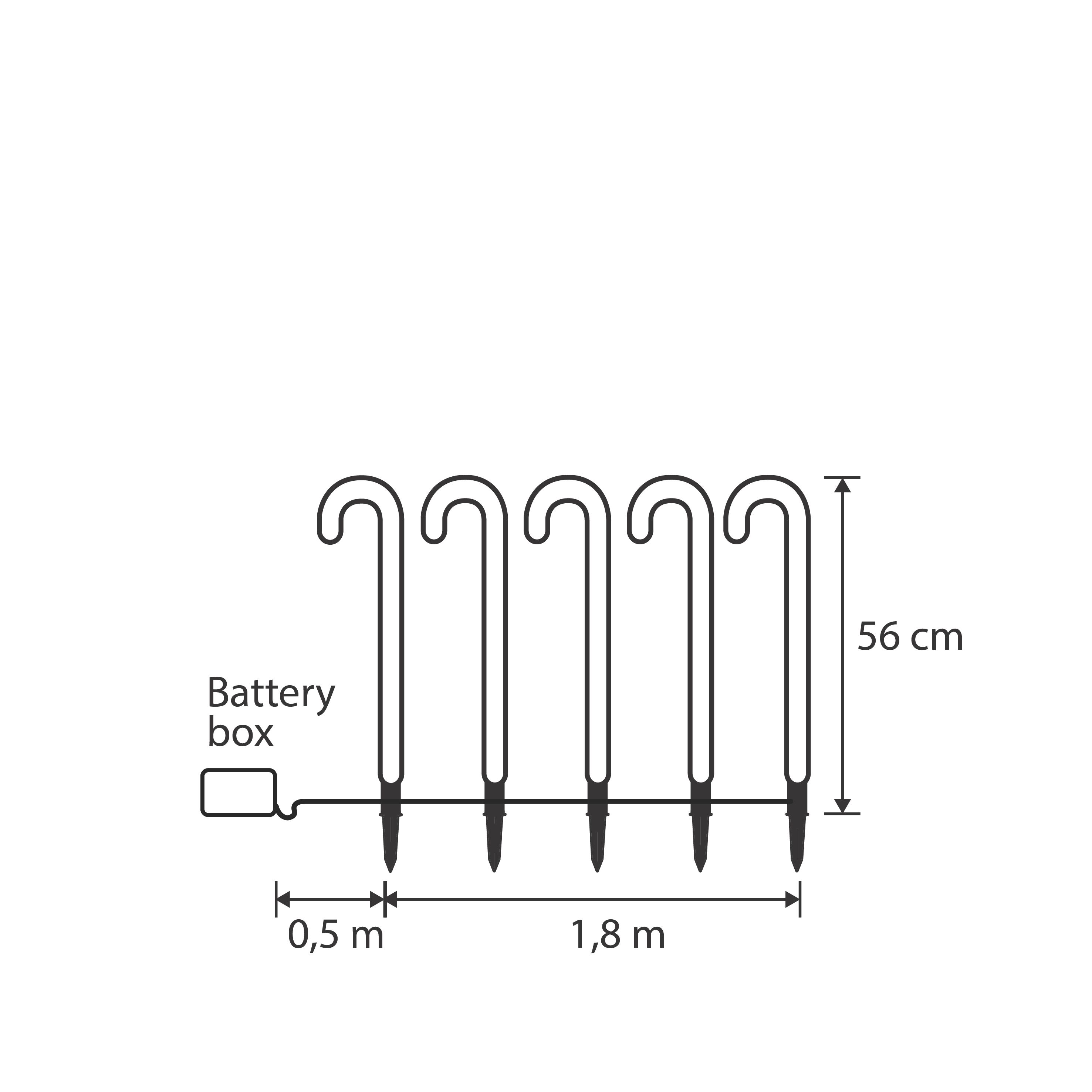 Set van 5 kerst prikspots rood met wit zuurstok incl. LED met timer IP44 - Melchior