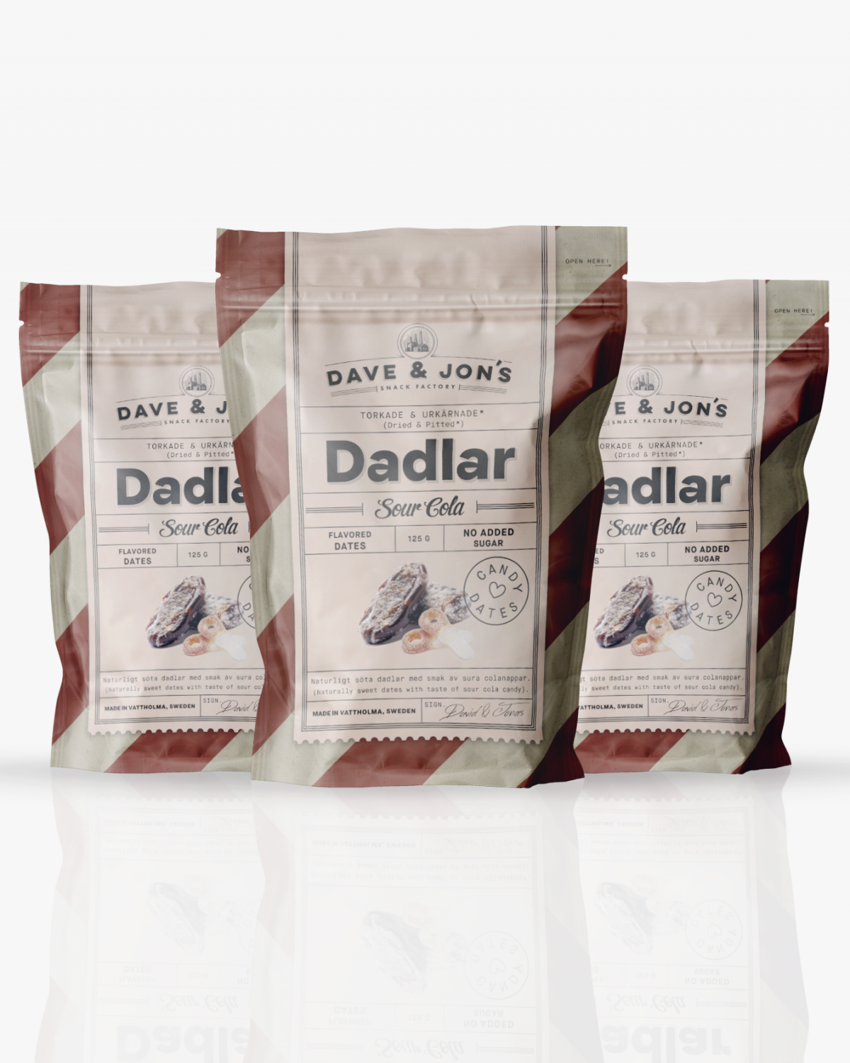 Dave &amp; Jon's Sour Cola Dadler 3x125g