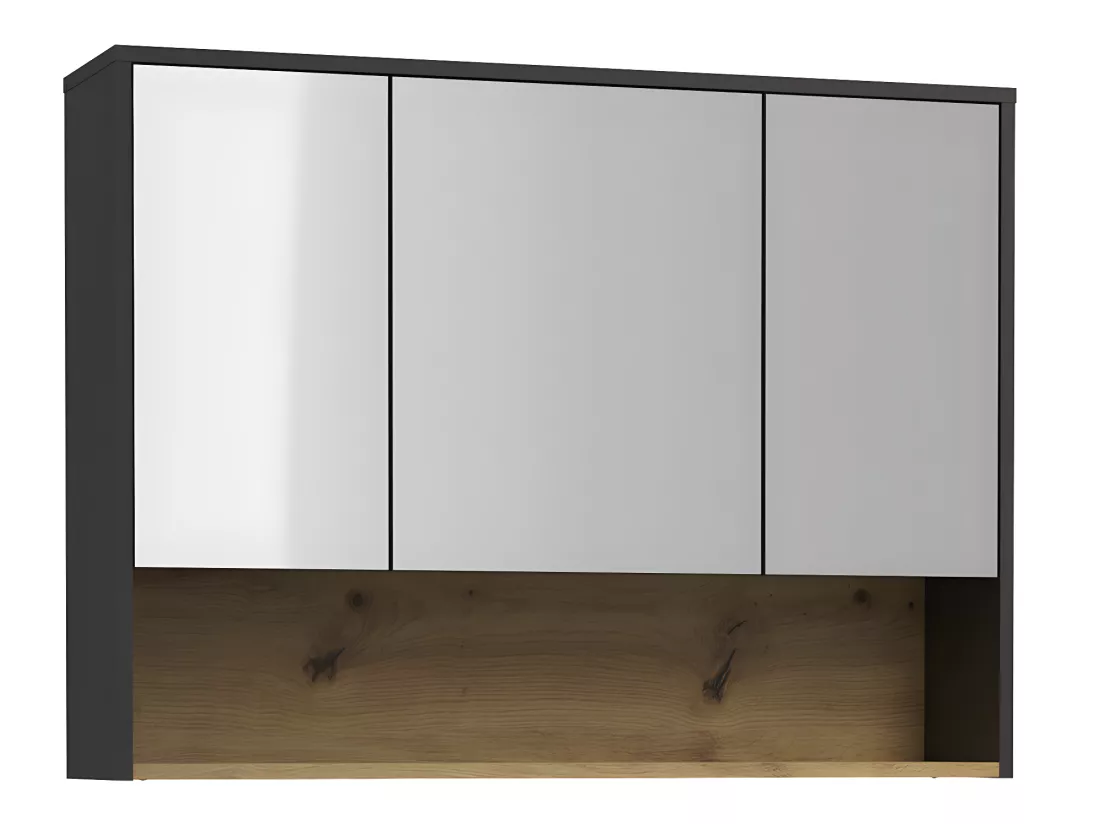 Meuble de salle de bain suspendu anthracite avec vasque à encastrer et armoire de toilette - 120 cm - YANGRA