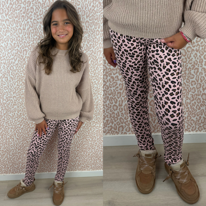 Leopard legging - roze