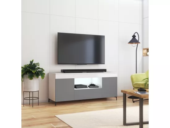 Meuble TV - 137 cm - Blanc mat / Gris mat - GUSTO