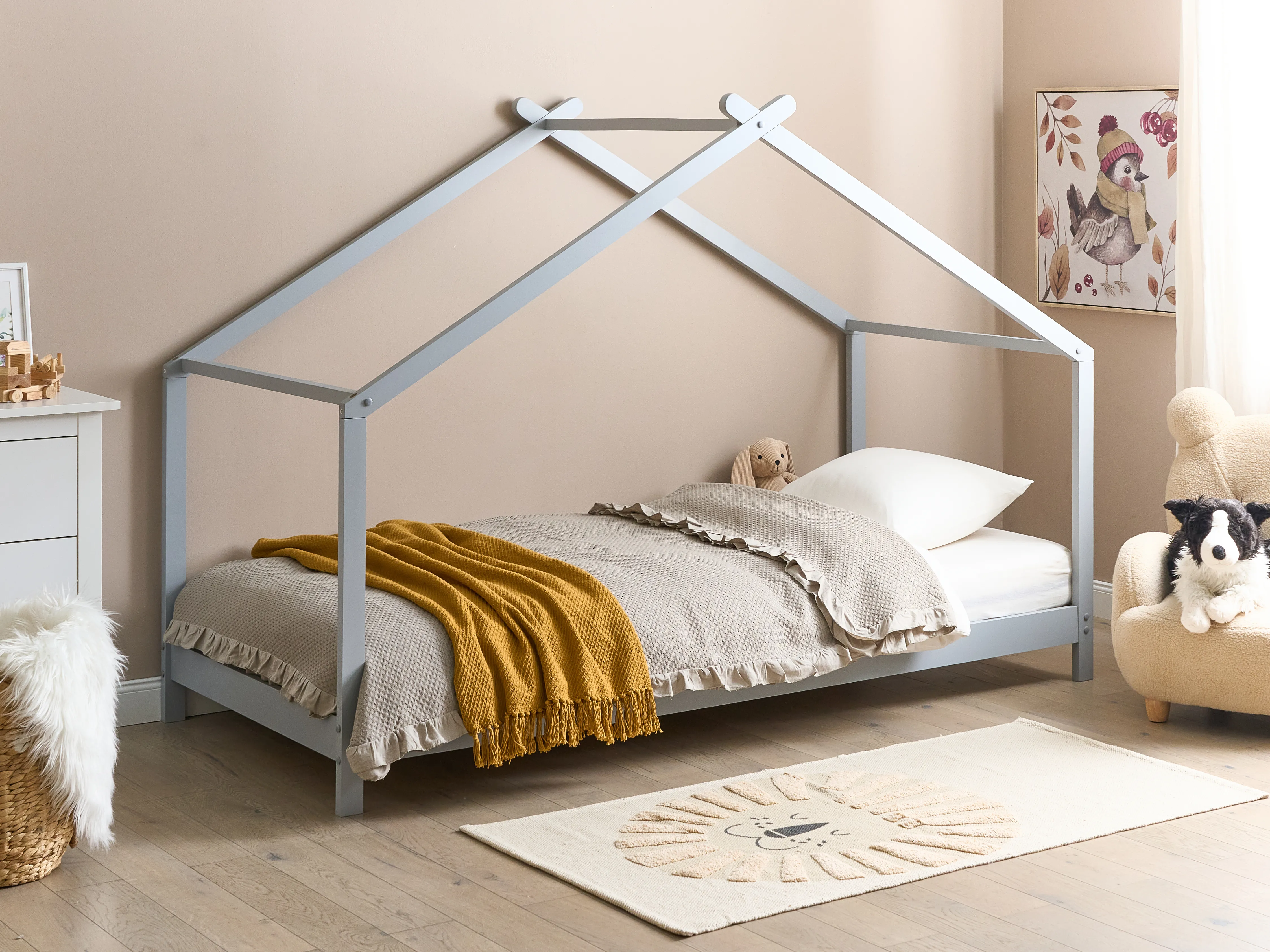 Kinderbed Huis Dennenhout ORLU 90 x 200 cm Grijs