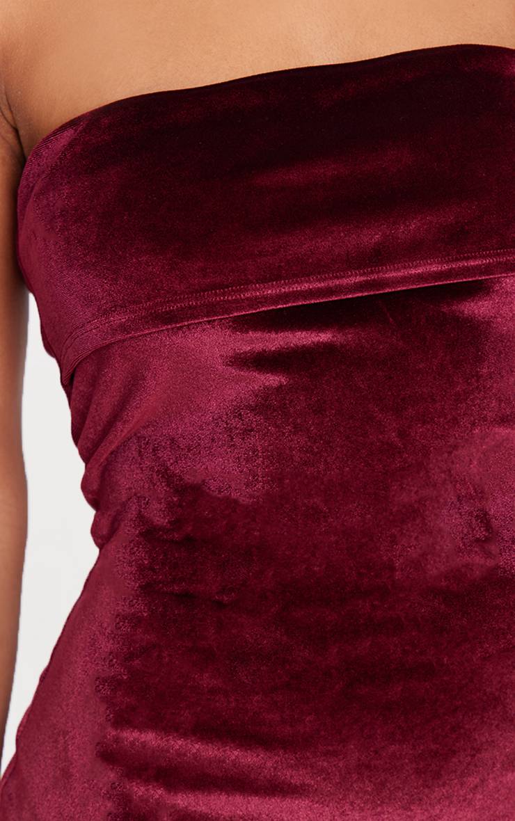 Rouge Bordeaux Robe Mini Bandeau En Velours Avec Rabat