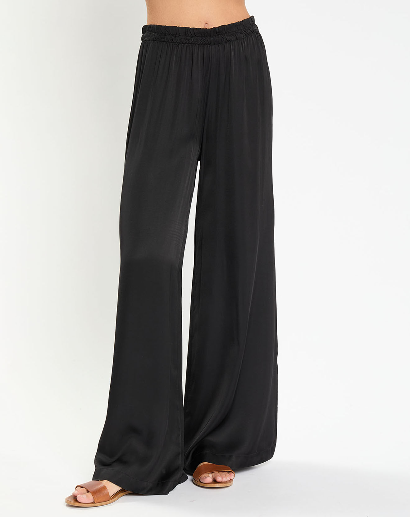 Lauren Vidal Pantalon satiné Ness noir