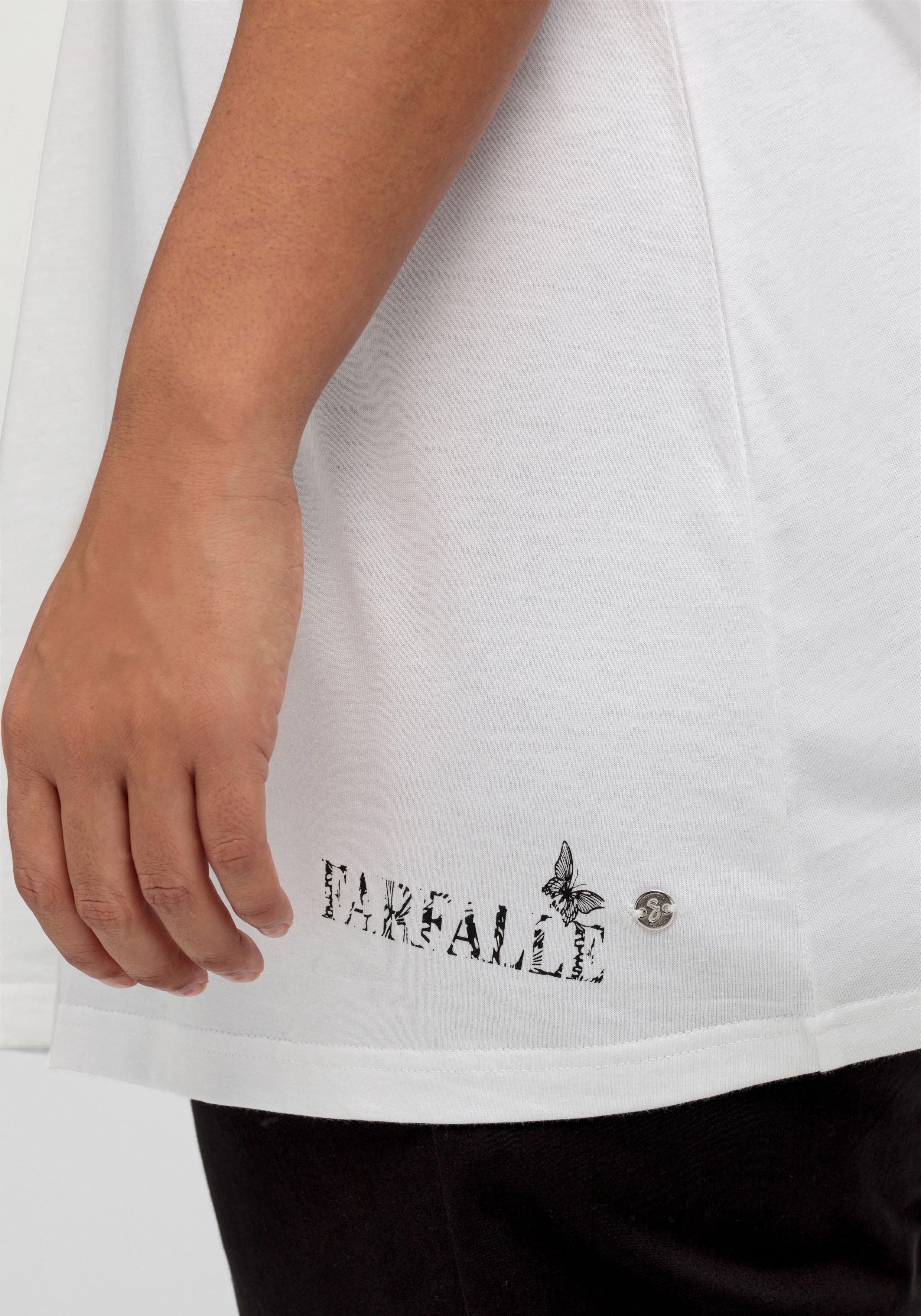 Shirt in A-Linie, mit breiter Blende am V-Ausschnitt