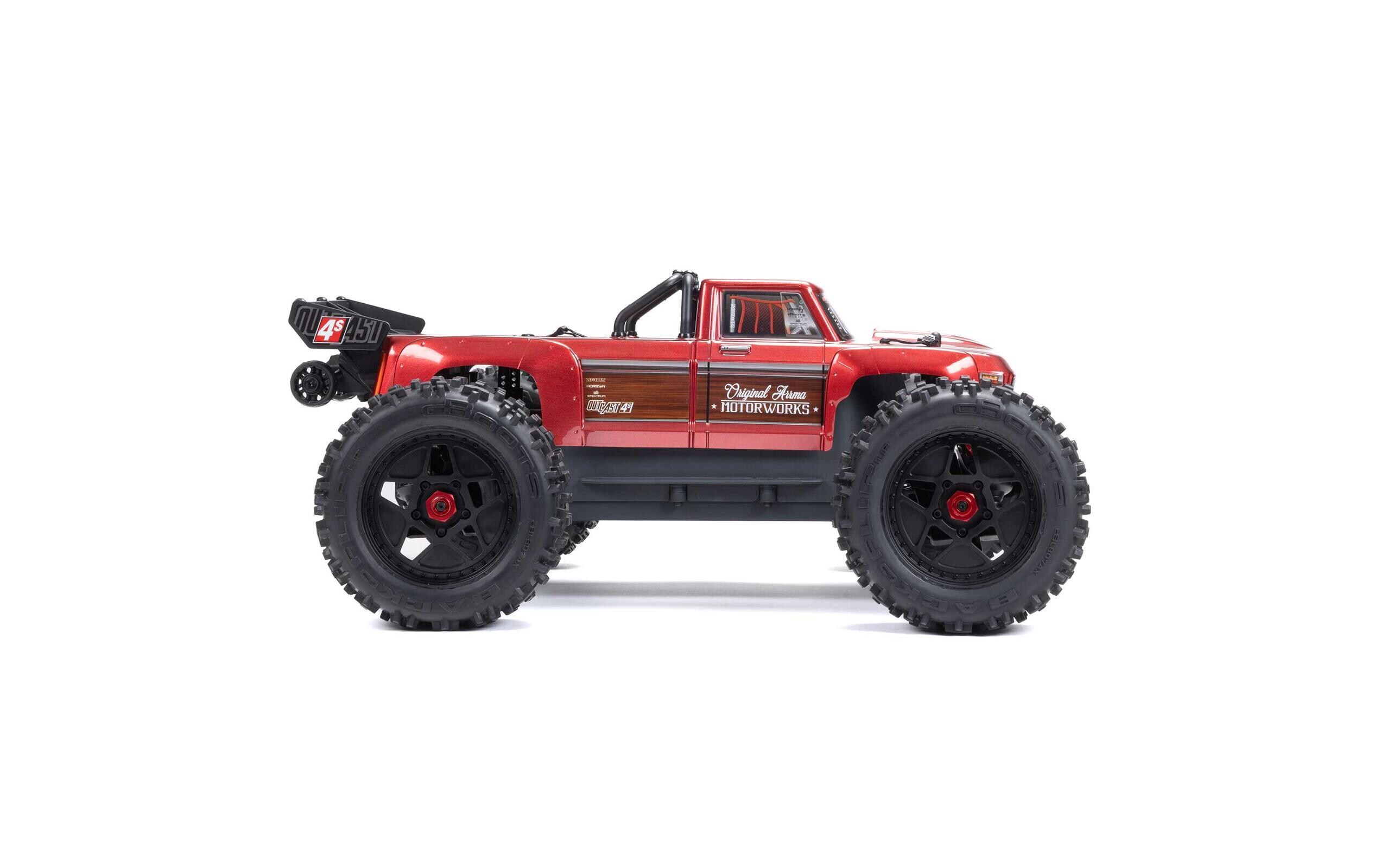 Monster Truck Outcast 4x4 4S V2 BLX Rot, ARTR, 1:10<br>Robuster Stunt Truck mit 4S Brushless Antrieb
