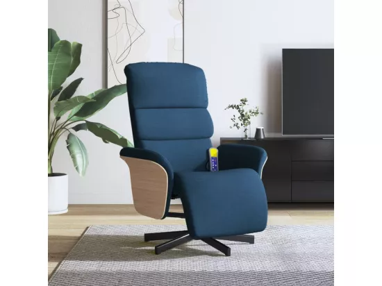 Fauteuil inclinable de massage avec repose-pieds bleu tissu