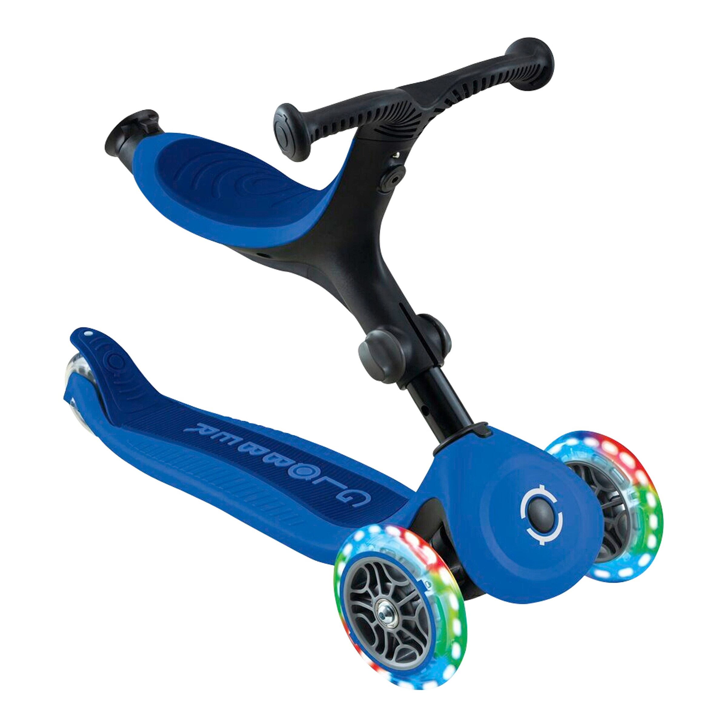 Globber Scooter 3in1 Go-Up active mit Leuchtrollen blau