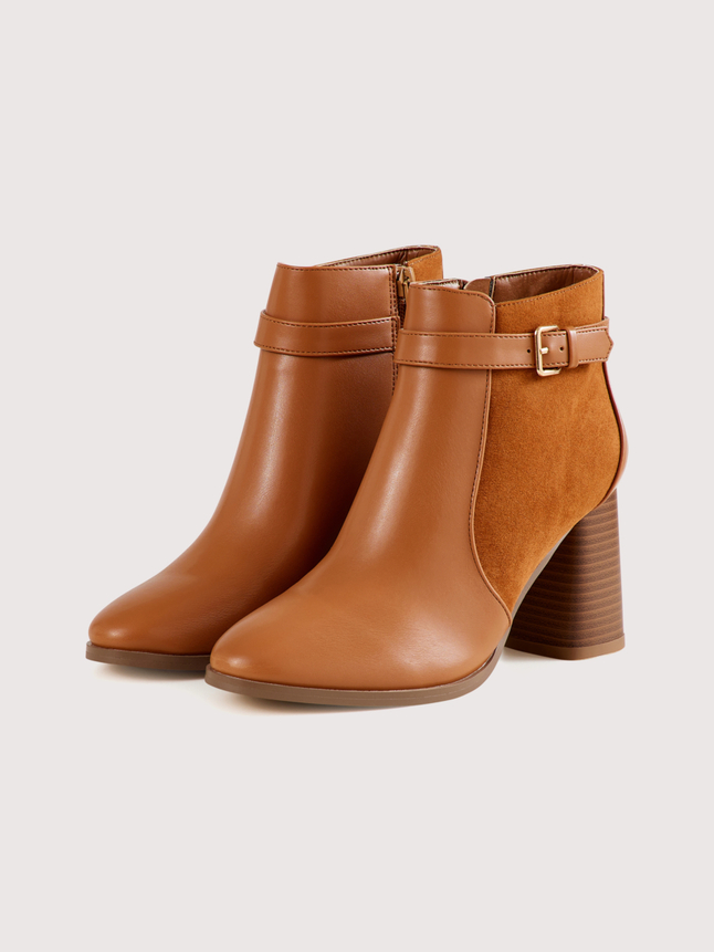 Bottines à talon bi-matière