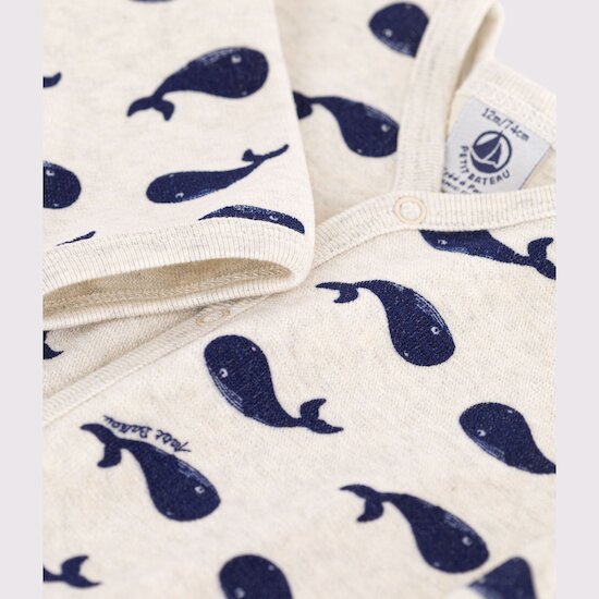Pyjama en velours   Baleines marinées        de               Petit Bateau