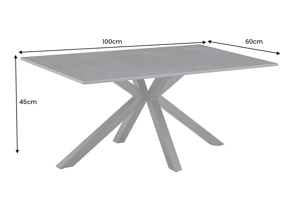 Moderner Couchtisch GALAXIE 100cm anthrazit Keramik schwarz Metall Sterngestell