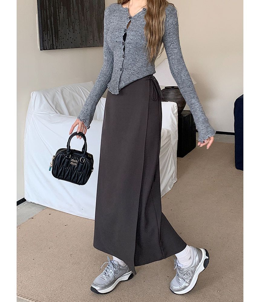 Auboi - Hoge taille effen maxi H-lijn rok