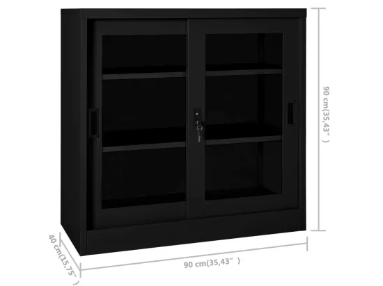 Armoire à portes coulissantes Noir 90x40x90 cm Acier