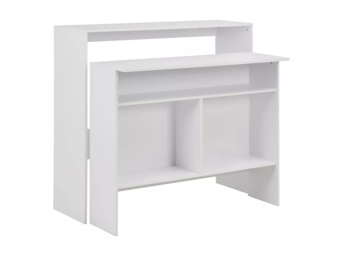Table de bar avec 2 dessus de table Blanc 130 x 40 x 120 cm