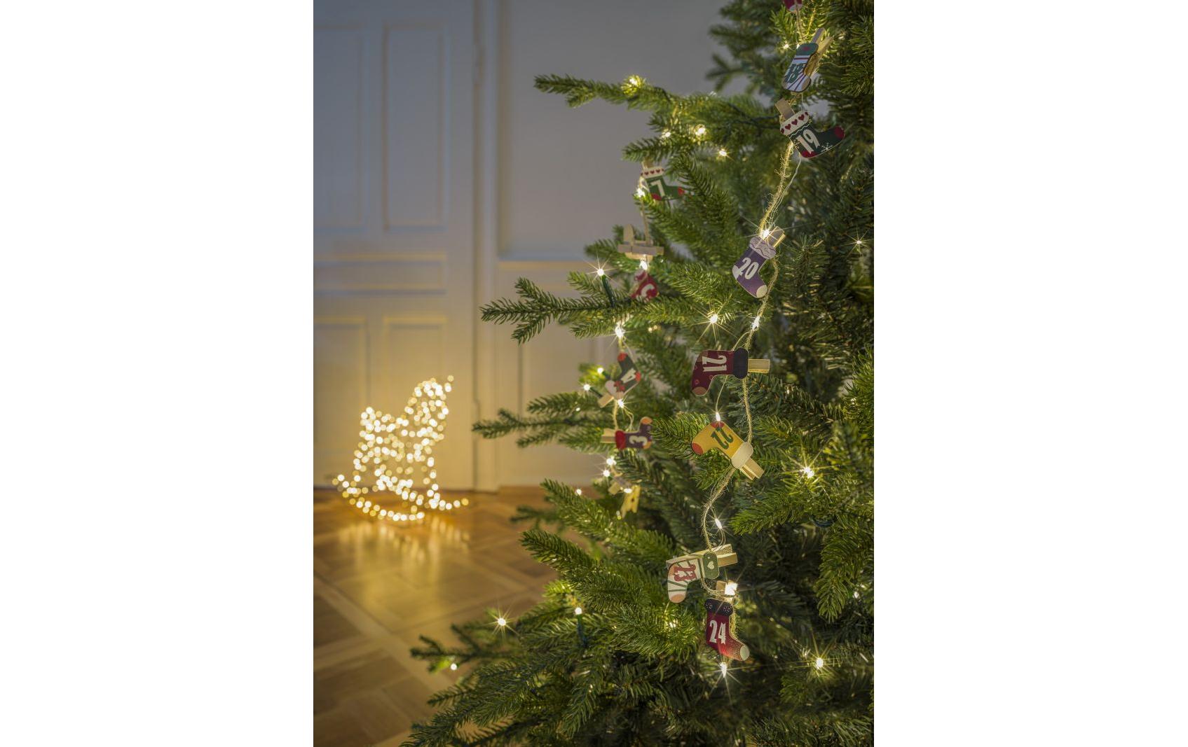 Adventskalender Clips Christmas Socks, 25 LEDs, 1.8 mLED Lichterkette