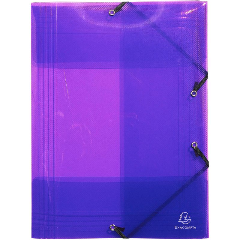 Chemise à élastique 3 rabats plastique Exacompta Crystal Colours 32 x 44 cm dos 3,5 cm couleurs assorties