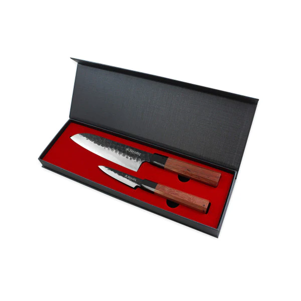 Set 2 couteaux Sayuto Sequoia San Mai office et santoku Sayuto