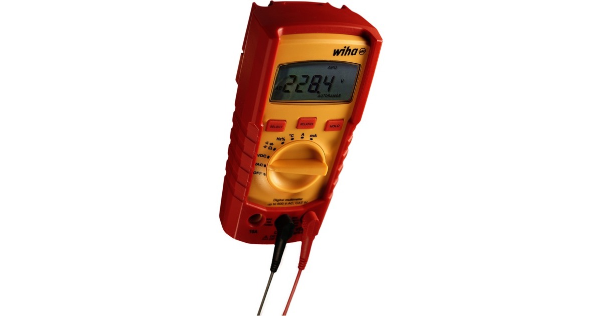 WihaDigitale multimeter tot 600 V AC, CAT IV meetapparaat  (Rood/geel)